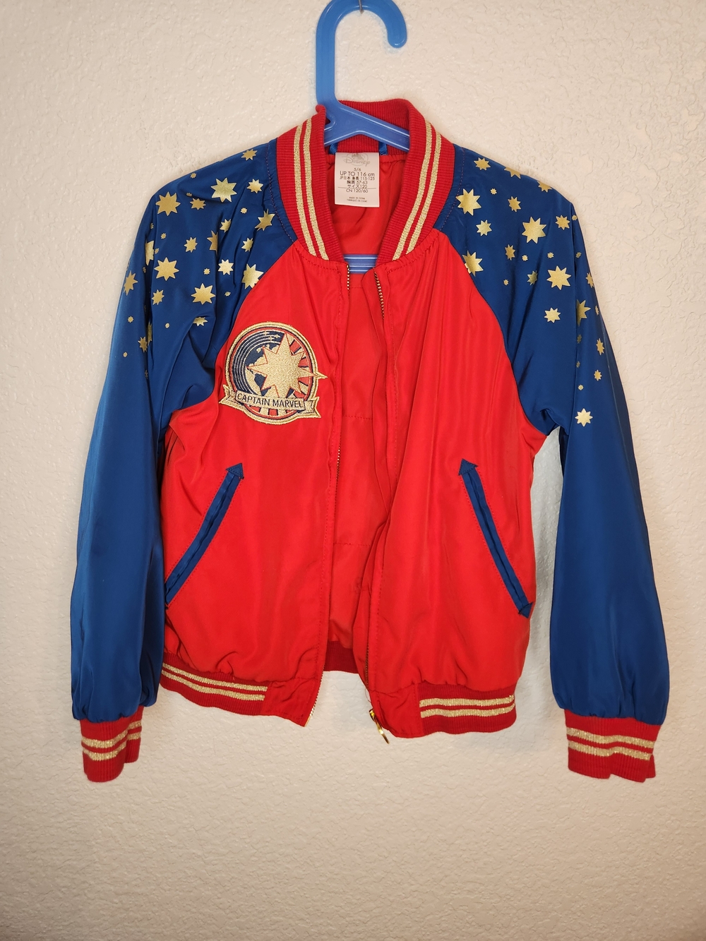 Captain Marvel Disney Comics Jacket Girls Full Zip Logo Red Blue Y2k size 5 6 - Picture 11 of 16